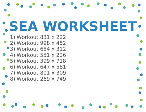 SEA WORKSHEET 82