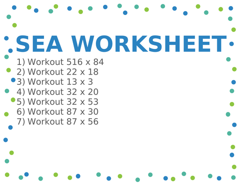 SEA WORKSHEET 98