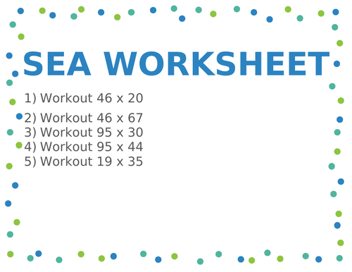 SEA WORKSHEET 99