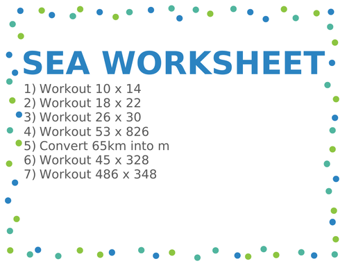 SEA WORKSHEET 110