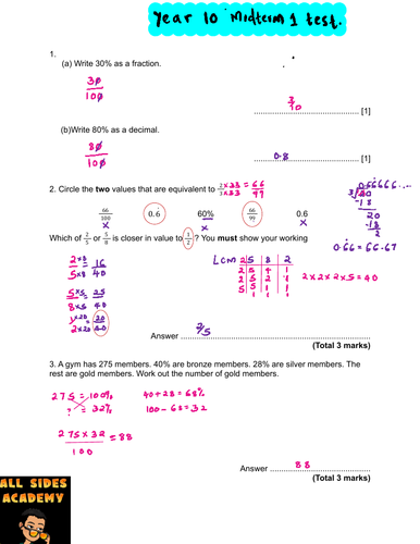 Year 10 mid term 1 test