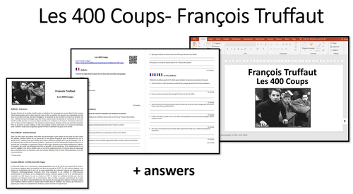 Les 400 Coups- Truffaut- Reading and worksheet- A Level French