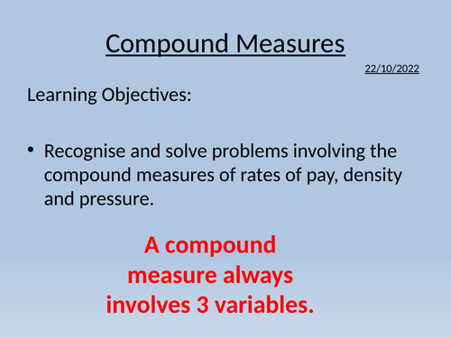 Rates of Pay - Compound Measures