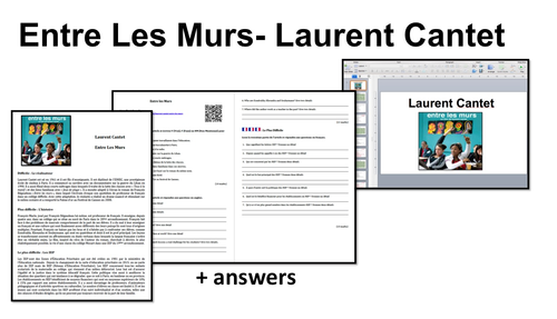 Entre Les Murs- Canter- Reading and worksheet- A Level French