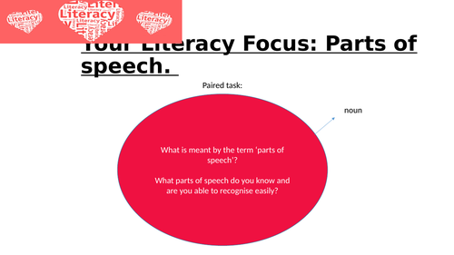 Literacy parts of speech/ word classifications