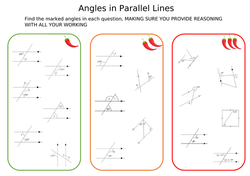 Angles in Parallel Lines WS