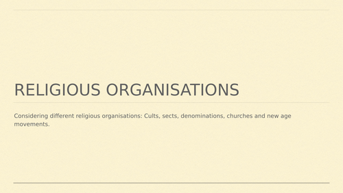 Religious Organisation