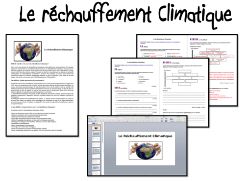 Réchauffement Climatique- Reading and Worksheet- A Level French