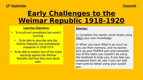 Challenges to the Weimar Republic