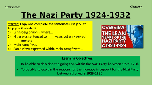 Lean Years of Nazi Party GCSE Germany