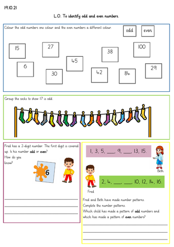 Odd and Even Numbers Worksheet Year 2