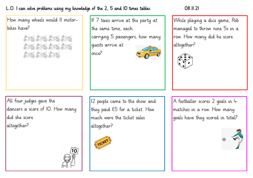 Multiplication word problems Year 2