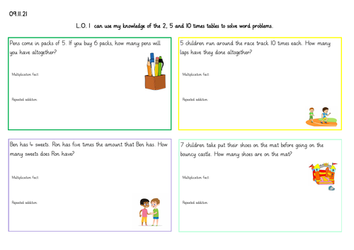 Multiplication word problems. Year2