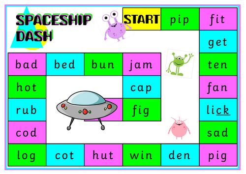 Alien Phonics Board Game Phases 2, 3 and 5