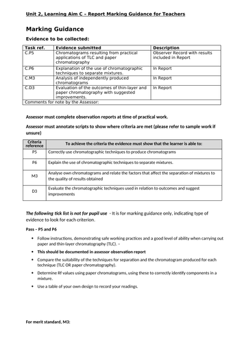 BTEC Applied Science Unit 2 Assignment C - teacher marking Guide