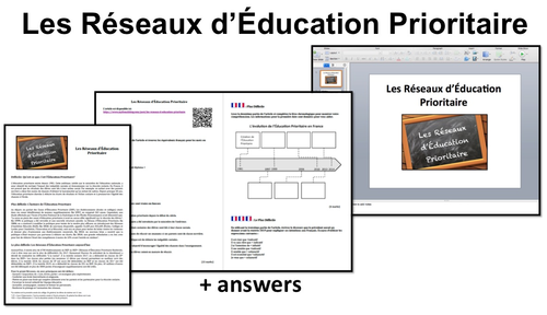 Les Réseaux d'Éducation Prioritaire- Reading and Worksheet- A Level French