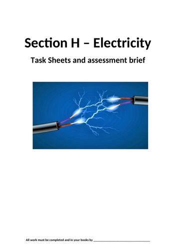 BTEC Applied Science: Unit 3 Pupil task sheets for section H - electricity