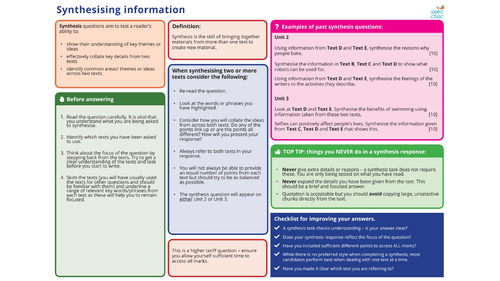 Synthesising Information WJEC | Teaching Resources