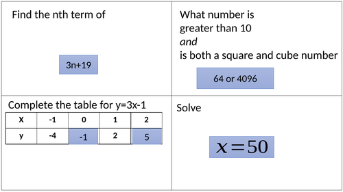 Revision: KS3 Sequences and Equations (Linear)