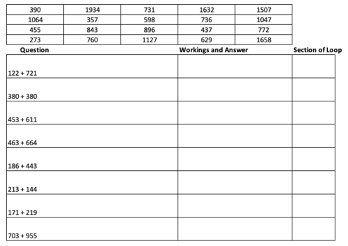 Mathematical Maze for adding three digit numbers, quick and easy to mark