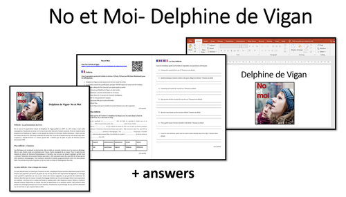 No et Moi- Reading and Worksheet- A Level French