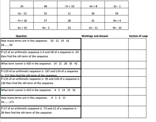 Mathematical Maze for arithmetic and geometric sequences, quick and easy to mark