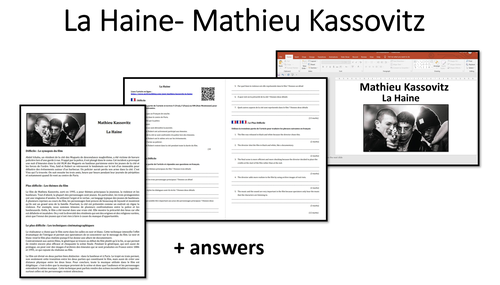 La Haine- Reading and Worksheet- A Level French