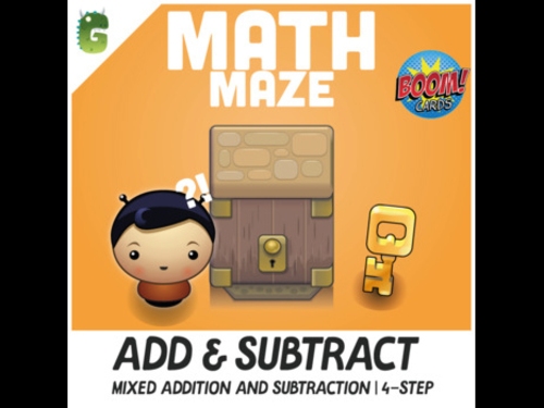 Mixed Addition and Subtraction | 4-step BOOM Math Maze Game!