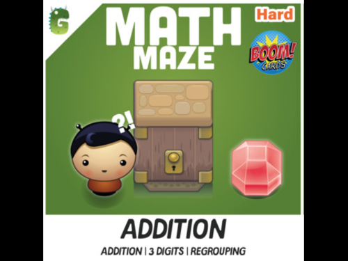 Addition | 3 digits | regrouping BOOM Math Maze Game!