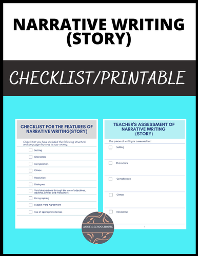 Narrative Writing: Stories/Checklist and Teacher's Assessment Sheet
