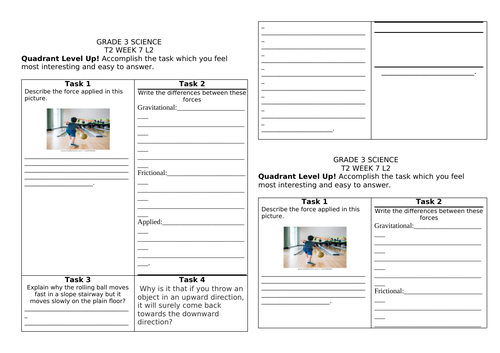FORCE AND MOTION WORKSHEET ACTIVITY
