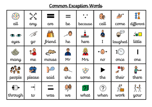 Common exception words