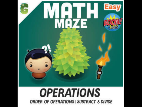Order of Operations subtract & divide BOOM Math Maze Game