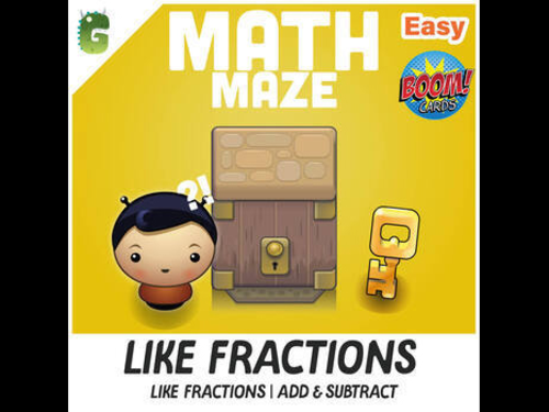 Like Fractions adding and subtracting BOOM Math Maze Game