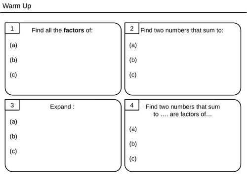 Factorising Quadratics