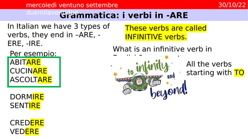 Verbs in ARE - Italian