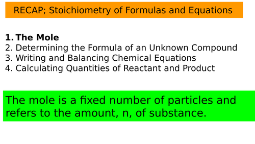 AS Stoichiometry of Formulas and Equations