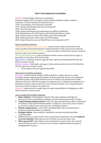 GCSE CCEA RS Developments in Bioethics Revision Notes (Ethics)