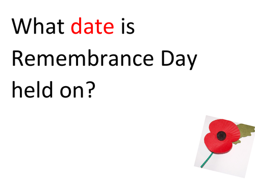 Remembrance Day QUIZ KS1 Year 1 Year 2