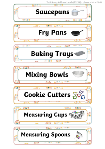 Kitchen Equipment Labels