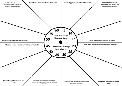 Lord of the Flies - Revision Clock Piggy and Simon