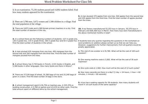 word-problem-worksheet-for-class-5th-math-teaching-resources