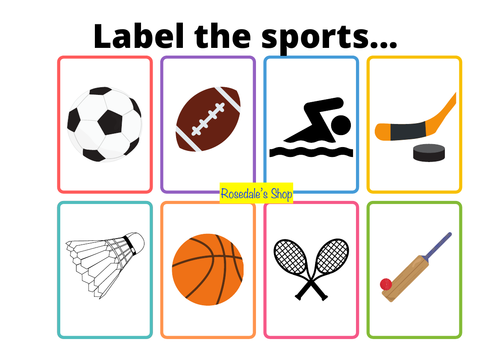 Fun Flashcards Label these SPORTS, Print NEW POSTER on Sporting Activities