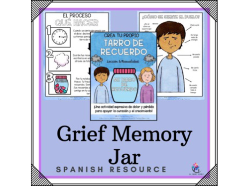 SPANISH VERSION Grief Memory Jar Lesson - Coping with loss death Activity Craft