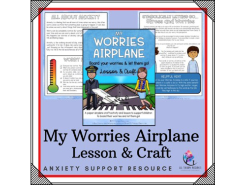 Worries Airplane Lesson & Craft CBT Counseling Activity Anxiety