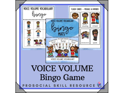 Voice Volume Vocabulary BINGO GAME - Fun Activity - Tone of Voice - Just Print