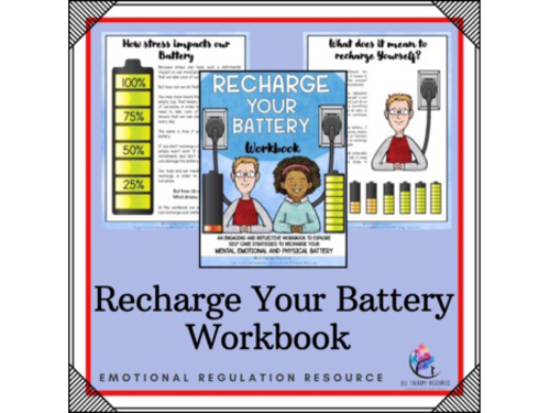 Recharge Your Battery Workbook - Self Care SEL Fill Your Cup Craft Worksheets