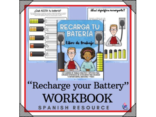SPANISH VERSION Recharge Your Battery Workbook - Self Care SEL  Craft Worksheets