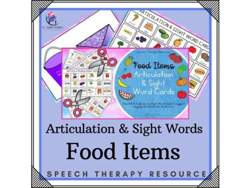 Articulation & Sight Word Cards with Visual Cues - Food Items