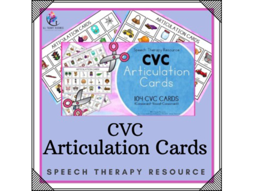 Articulation Cards with Visual Cues - 104 CVC Cards with Visual - Speech Therapy